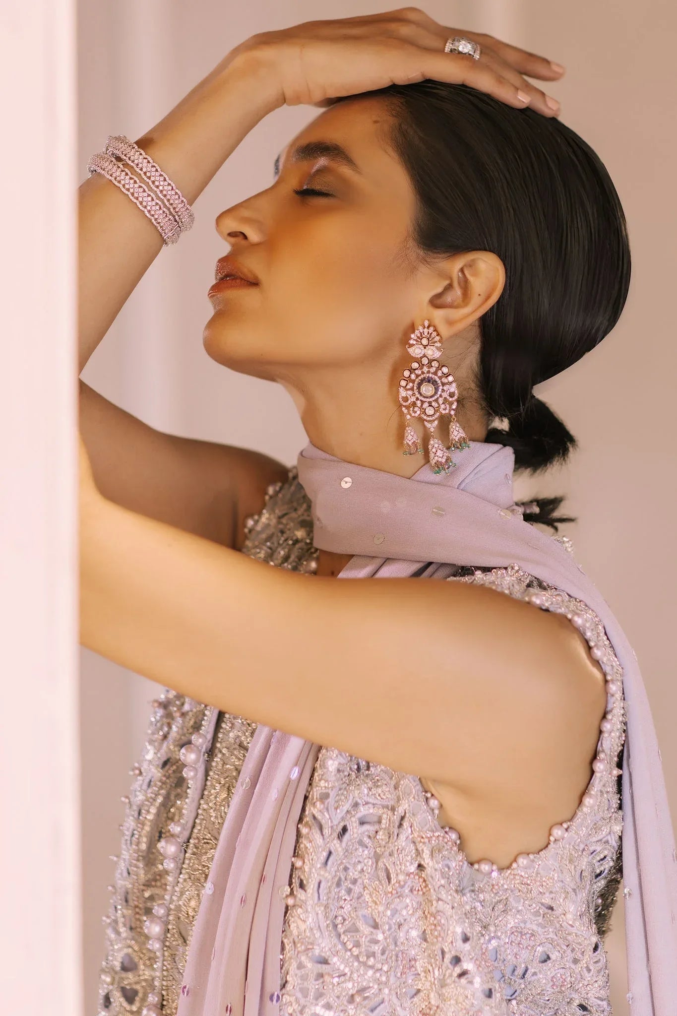 Elan | Demi Couture Onirique | CRISTALLIN LILAS (EP-20653) - Aqsa Fabrics