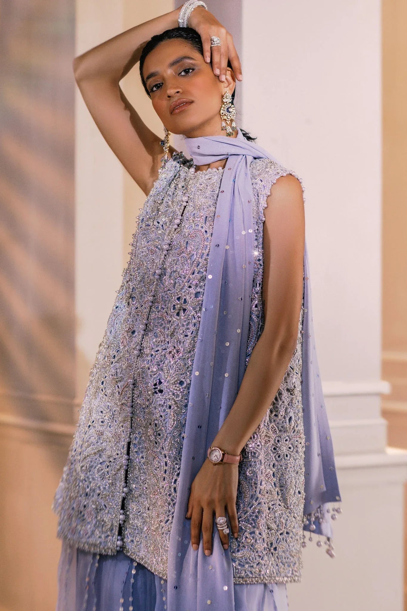 Elan | Demi Couture Onirique | CRISTALLIN LILAS (EP-20653) - Aqsa Fabrics