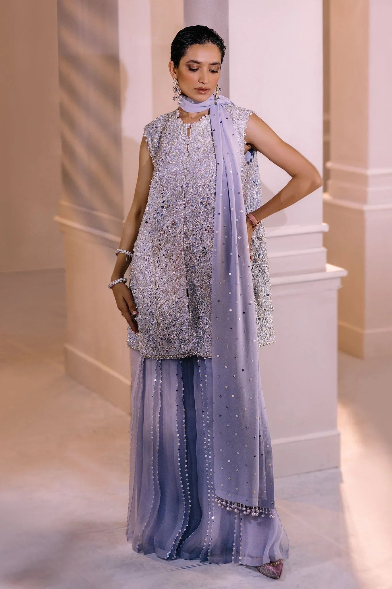 Elan | Demi Couture Onirique | CRISTALLIN LILAS (EP-20653) - Aqsa Fabrics