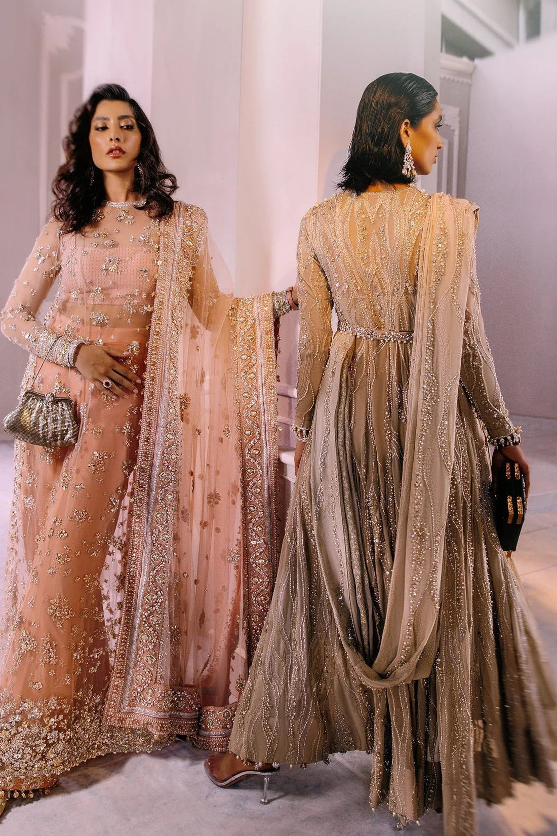Elan | Demi Couture Onirique | ROSE PÊCHE (EP-20180) - Aqsa Fabrics