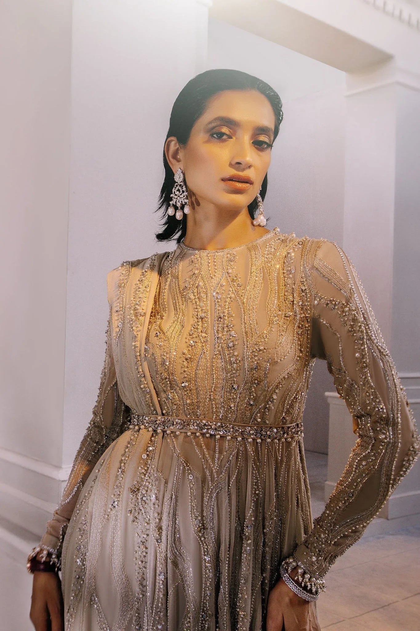 Elan | Demi Couture Onirique | LUISANTE D'OR (EP-20856) - Aqsa Fabrics