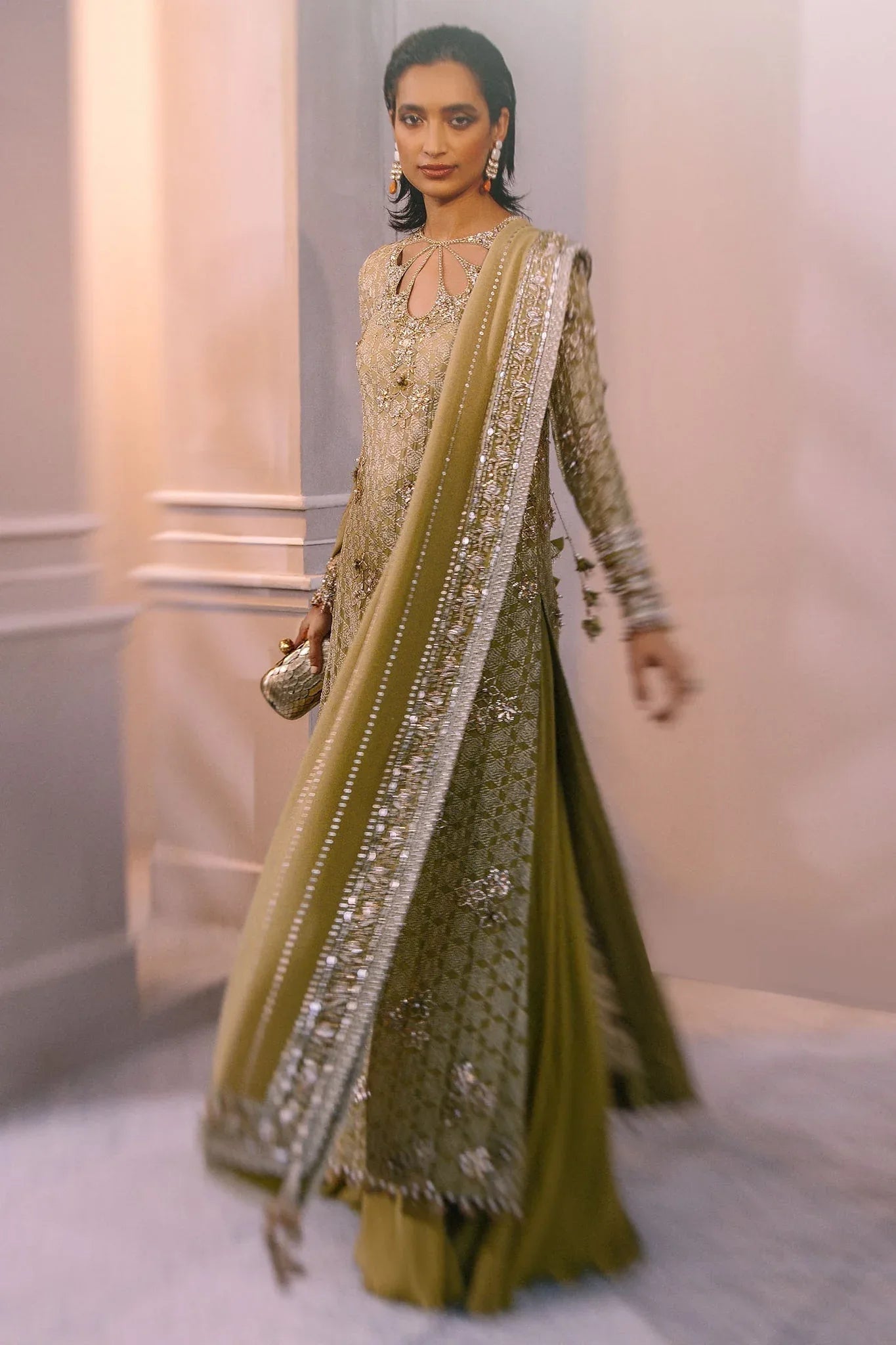 Elan | Demi Couture Onirique | ÉCLAT VERT (EP-20658) - Aqsa Fabrics