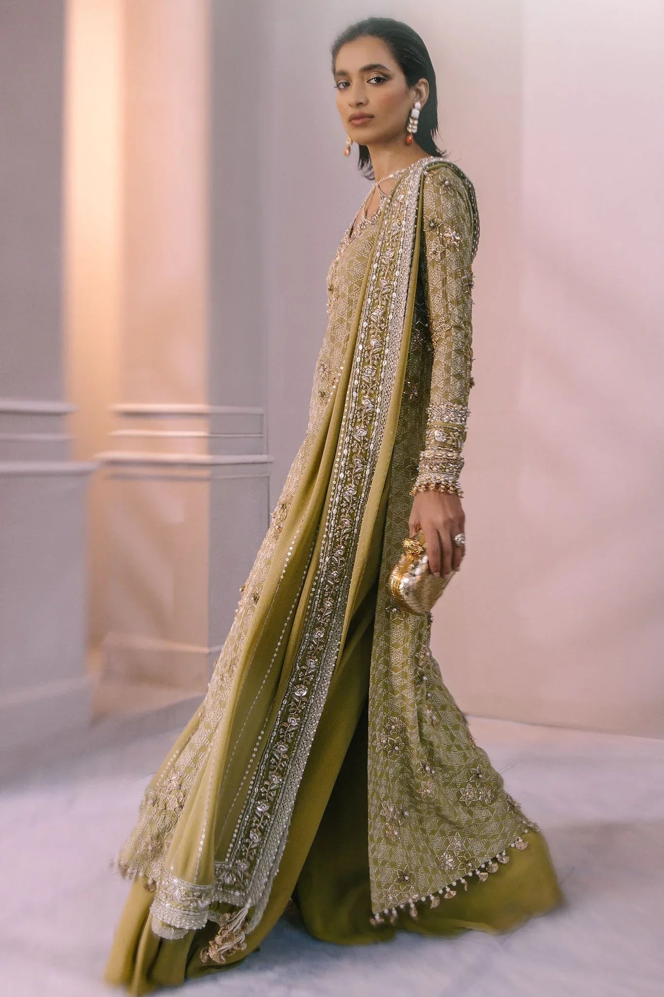 Elan | Demi Couture Onirique | ÉCLAT VERT (EP-20658) - Aqsa Fabrics