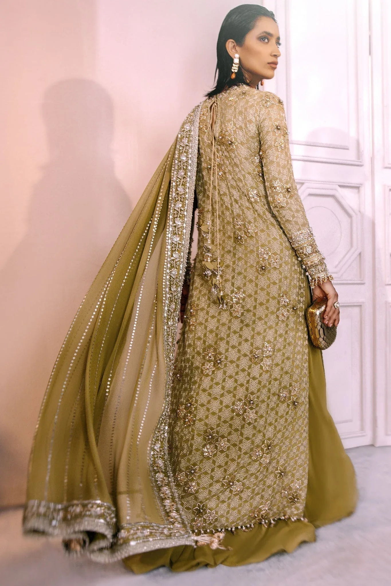 Elan | Demi Couture Onirique | ÉCLAT VERT (EP-20658) - Aqsa Fabrics