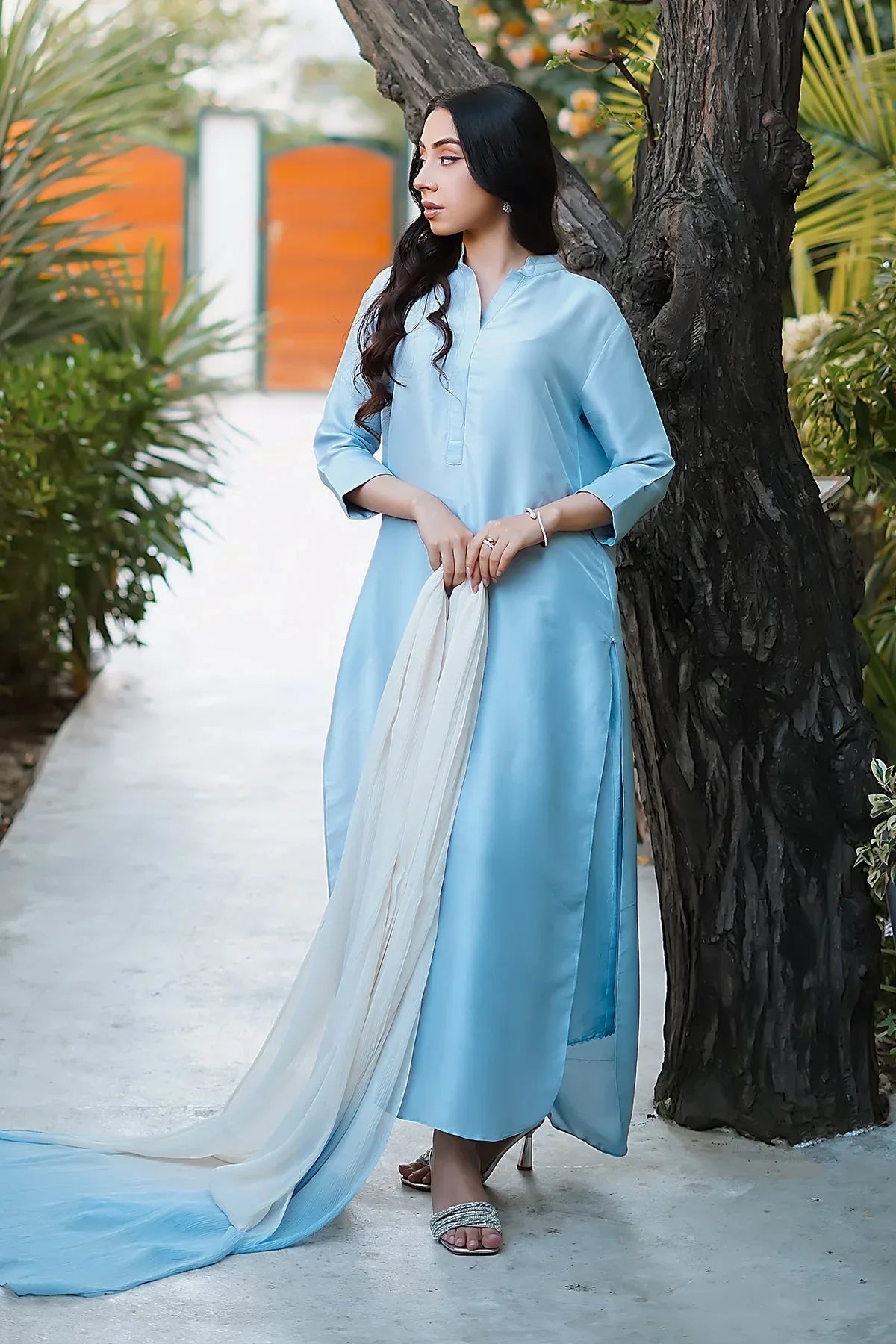 Erum Khan | Nue Pret | Serene Sky - Aqsa Fabrics