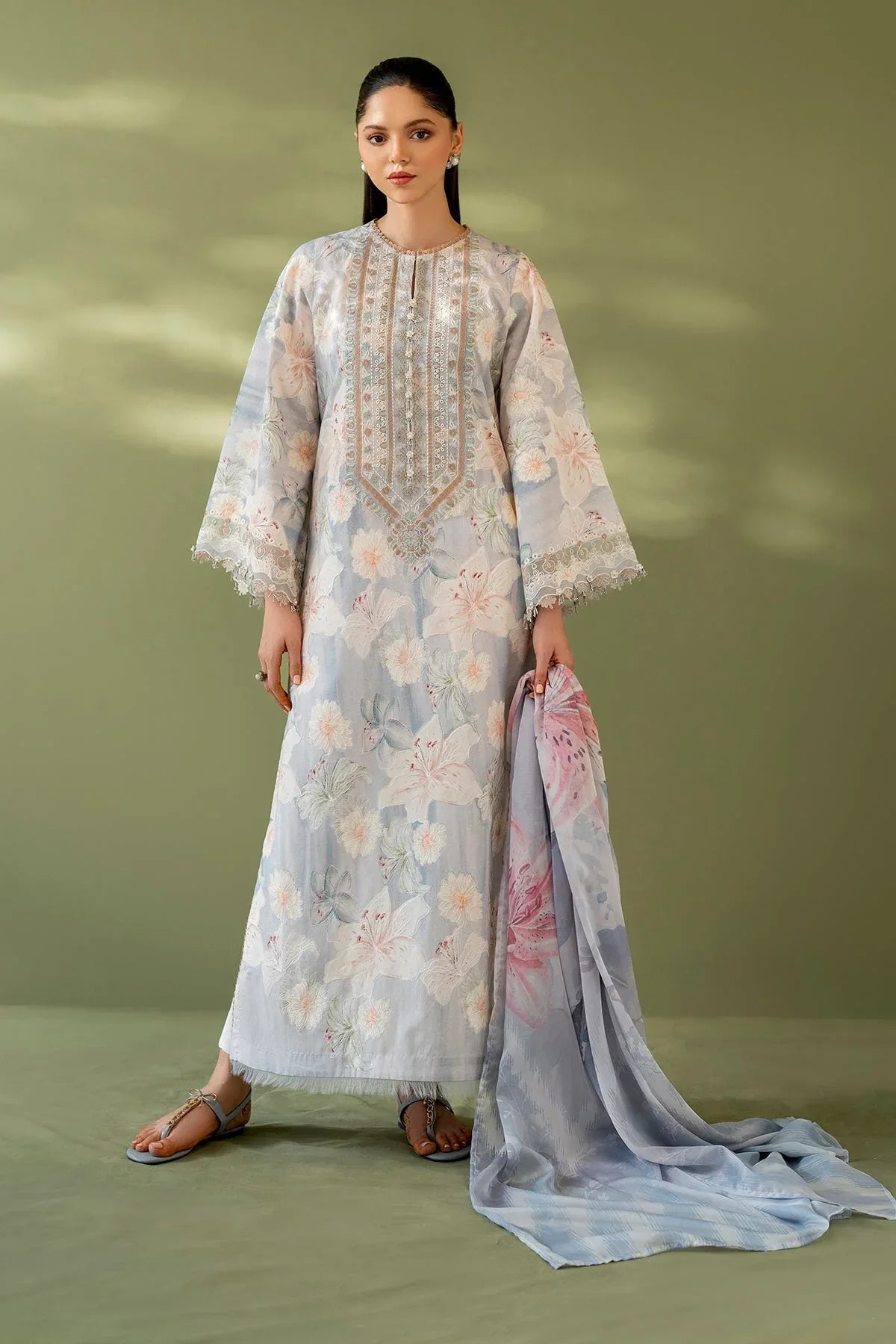 Baroque | Eid Printique | EMBROIDERED PRINTED LAWN UF-4166 - Aqsa Fabrics