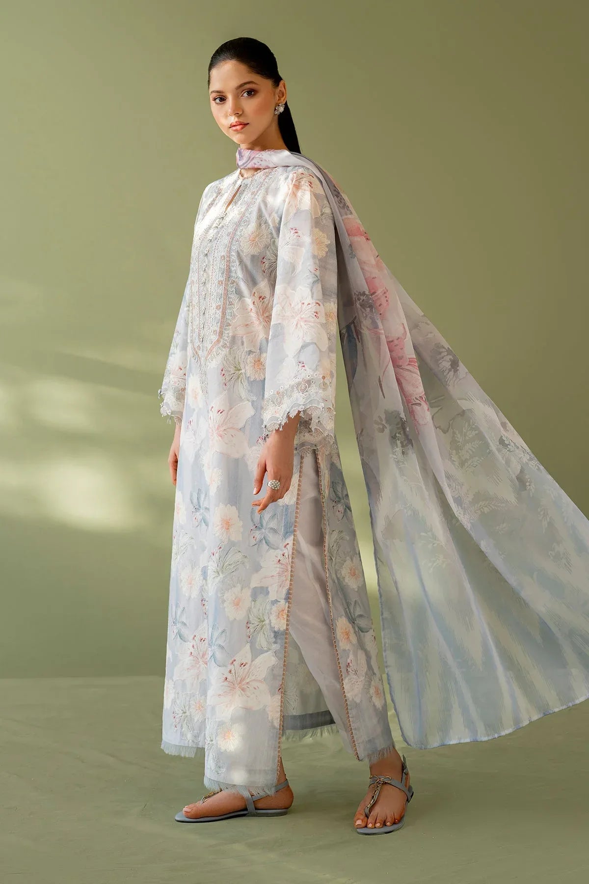 Baroque | Eid Printique | EMBROIDERED PRINTED LAWN UF-4166 - Aqsa Fabrics