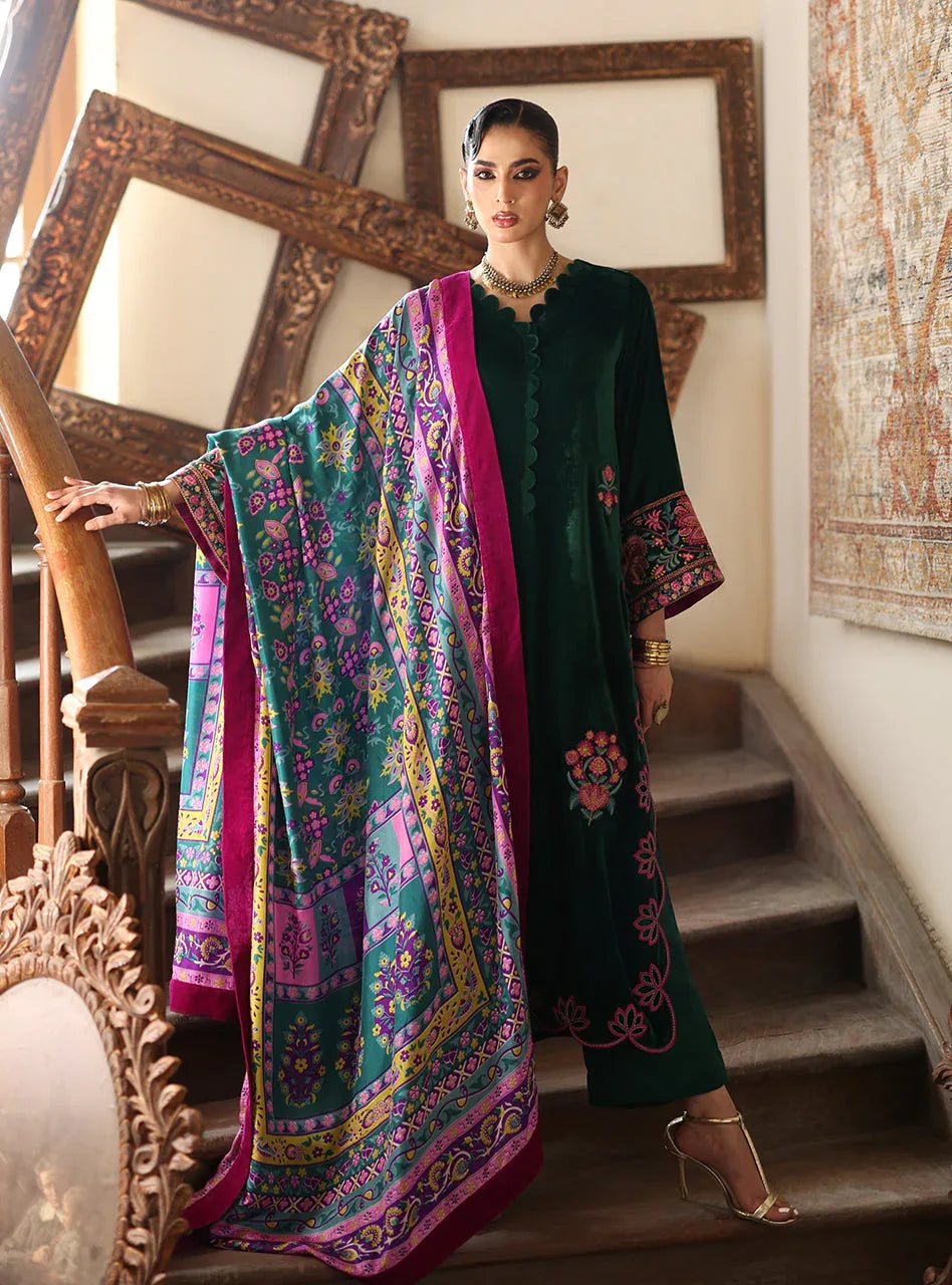 Zainab Chottani | Velura Velvet Edit 25 | Eden Long Shirt - Aqsa Fabrics
