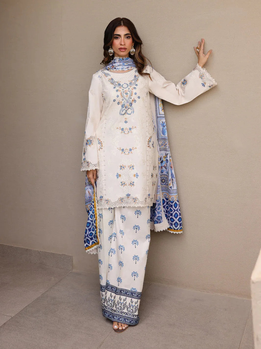 Faiza Faisal | Marine Luxury Lawn 25 | MIRHA - Aqsa Fabrics