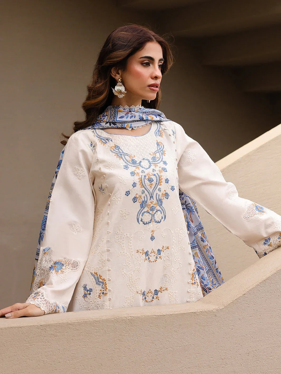 Faiza Faisal | Marine Luxury Lawn 25 | MIRHA - Aqsa Fabrics