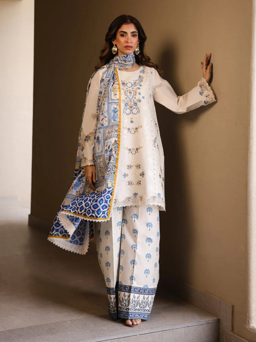 Faiza Faisal | Marine Luxury Lawn 25 | MIRHA - Aqsa Fabrics