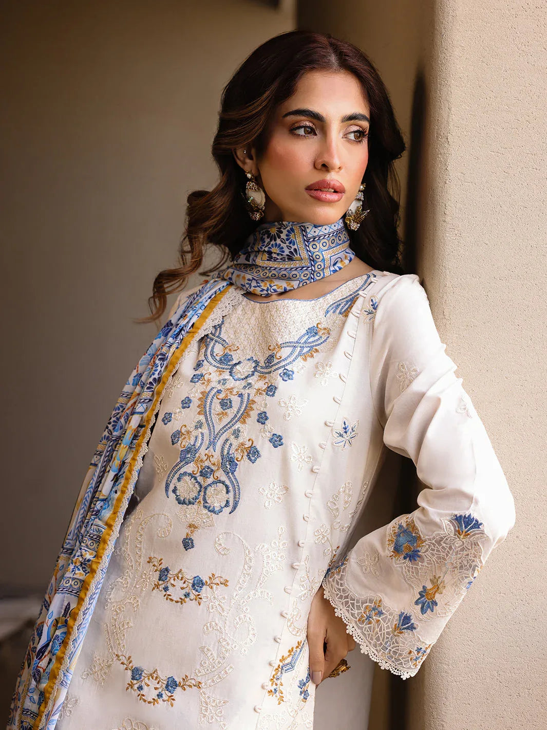 Faiza Faisal | Marine Luxury Lawn 25 | MIRHA - Aqsa Fabrics