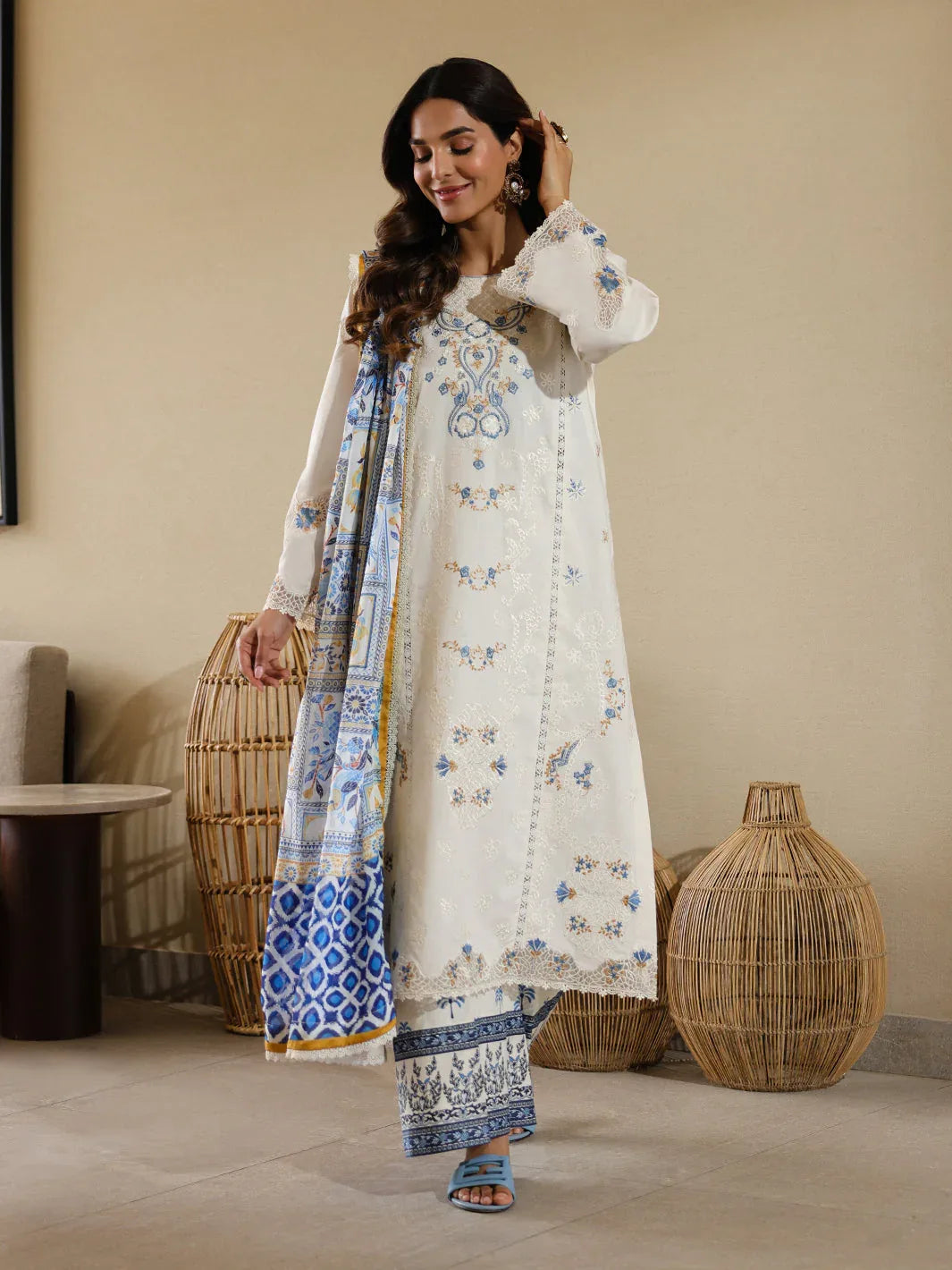 Faiza Faisal | Marine Luxury Lawn 25 | MIRHA - Aqsa Fabrics