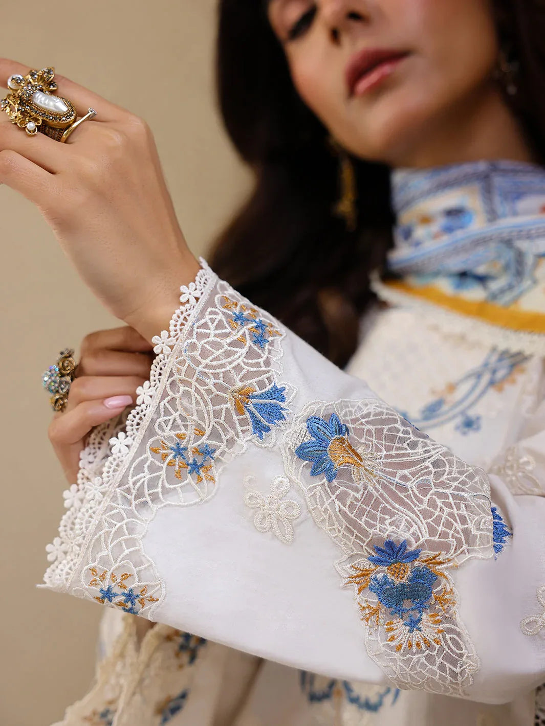 Faiza Faisal | Marine Luxury Lawn 25 | MIRHA - Aqsa Fabrics