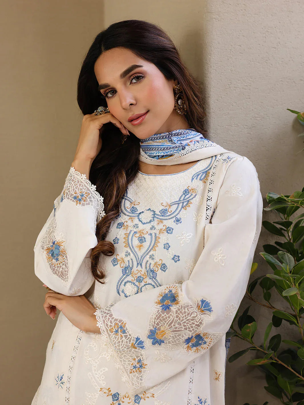 Faiza Faisal | Marine Luxury Lawn 25 | MIRHA - Aqsa Fabrics