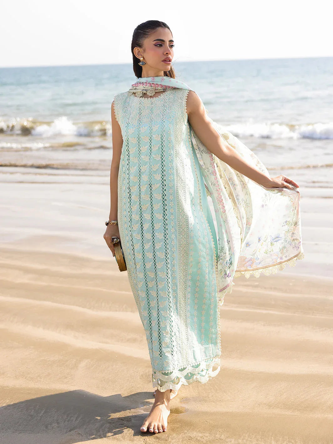 Faiza Faisal | Marine Luxury Lawn 25 | AINE - Aqsa Fabrics