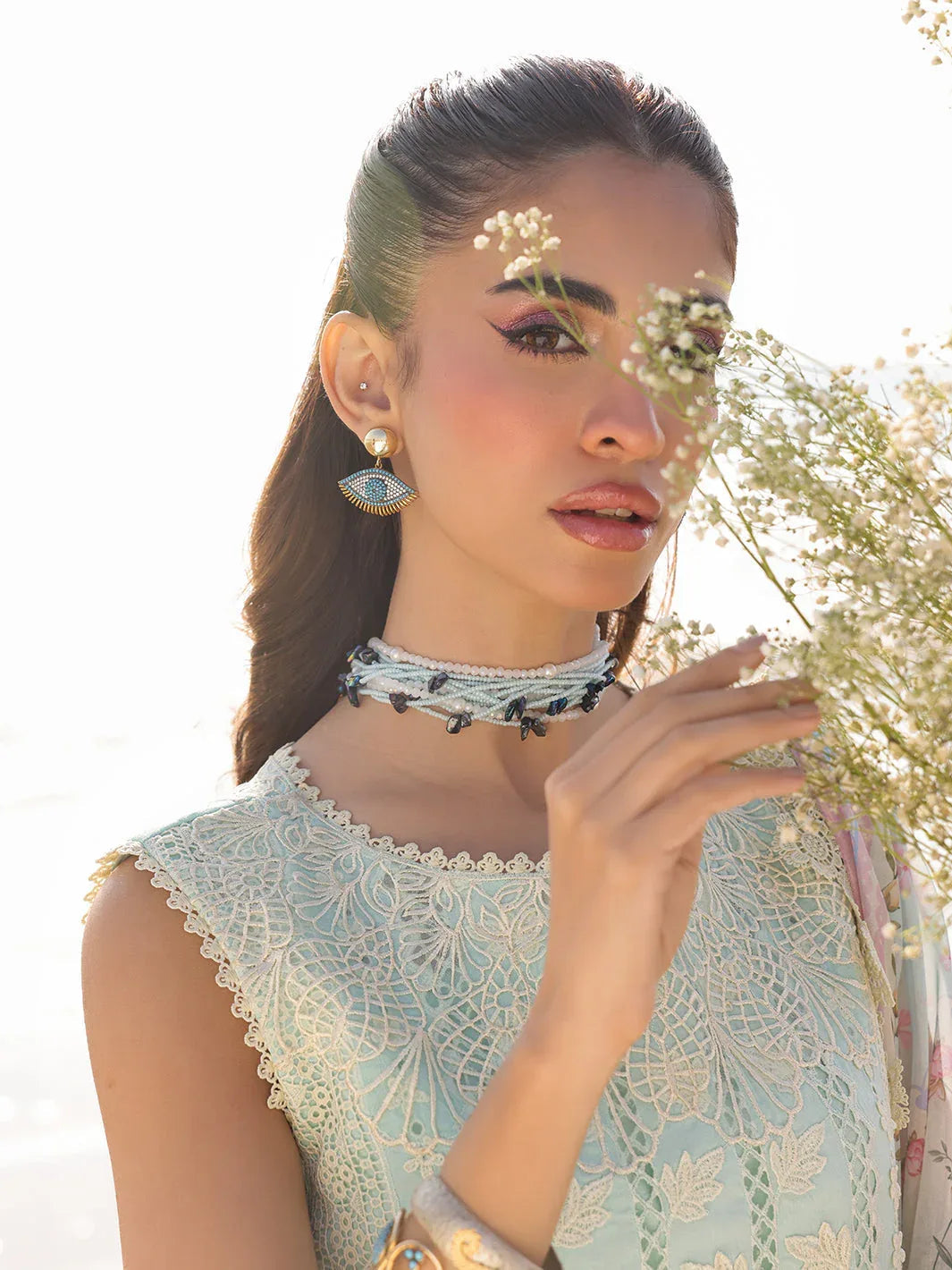 Faiza Faisal | Marine Luxury Lawn 25 | AINE - Aqsa Fabrics