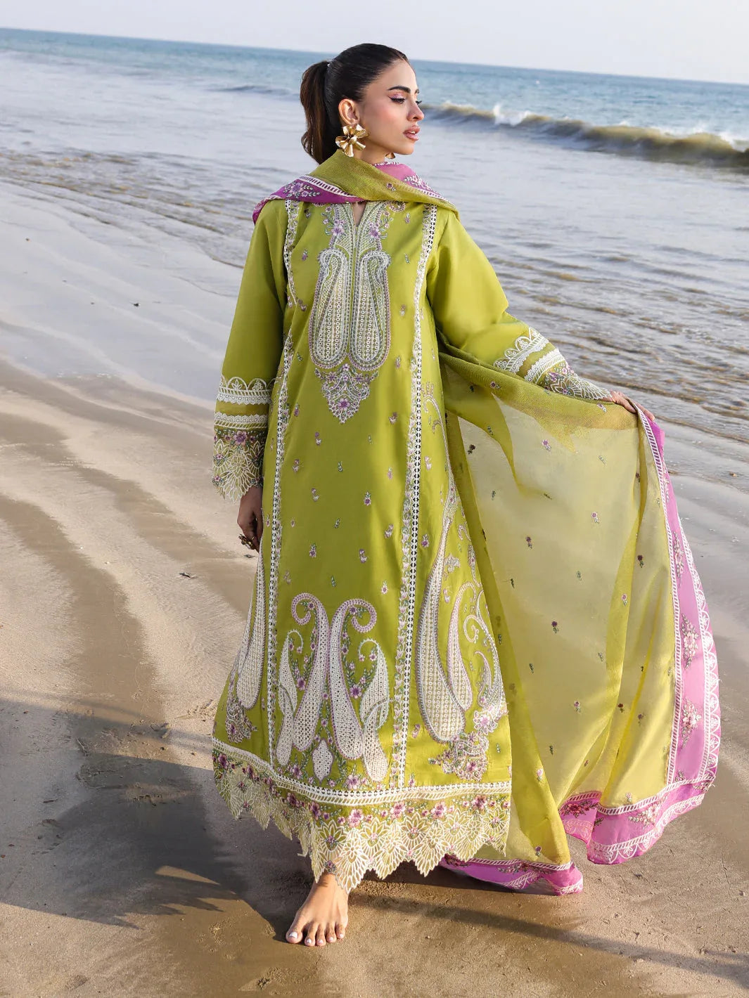Faiza Faisal | Marine Luxury Lawn 25 | HINA - Aqsa Fabrics