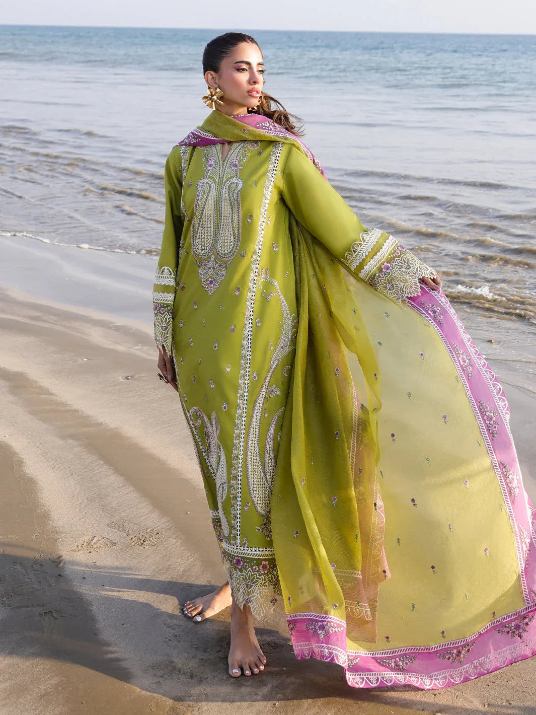 Faiza Faisal | Marine Luxury Lawn 25 | HINA - Aqsa Fabrics