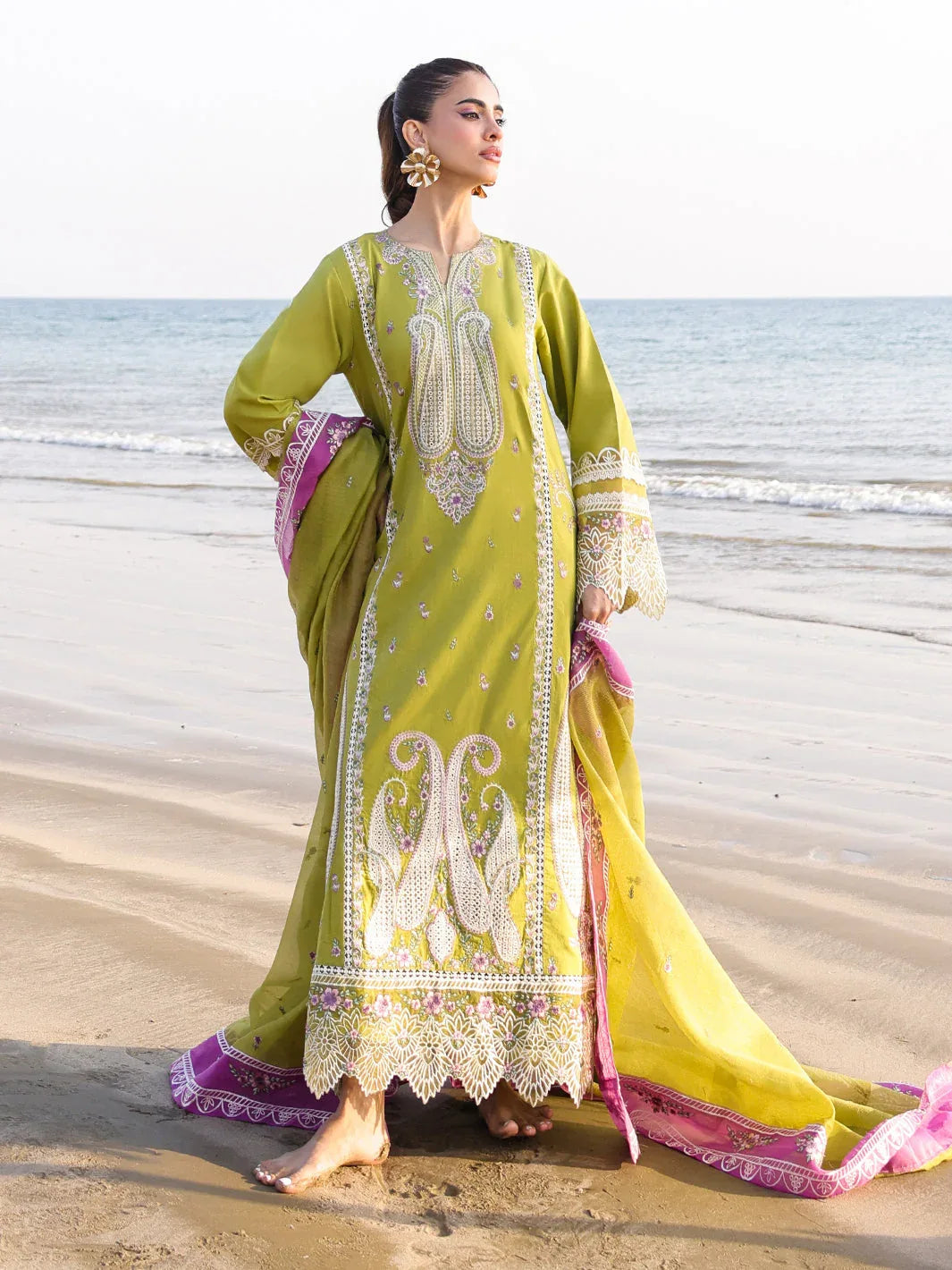 Faiza Faisal | Marine Luxury Lawn 25 | HINA - Aqsa Fabrics