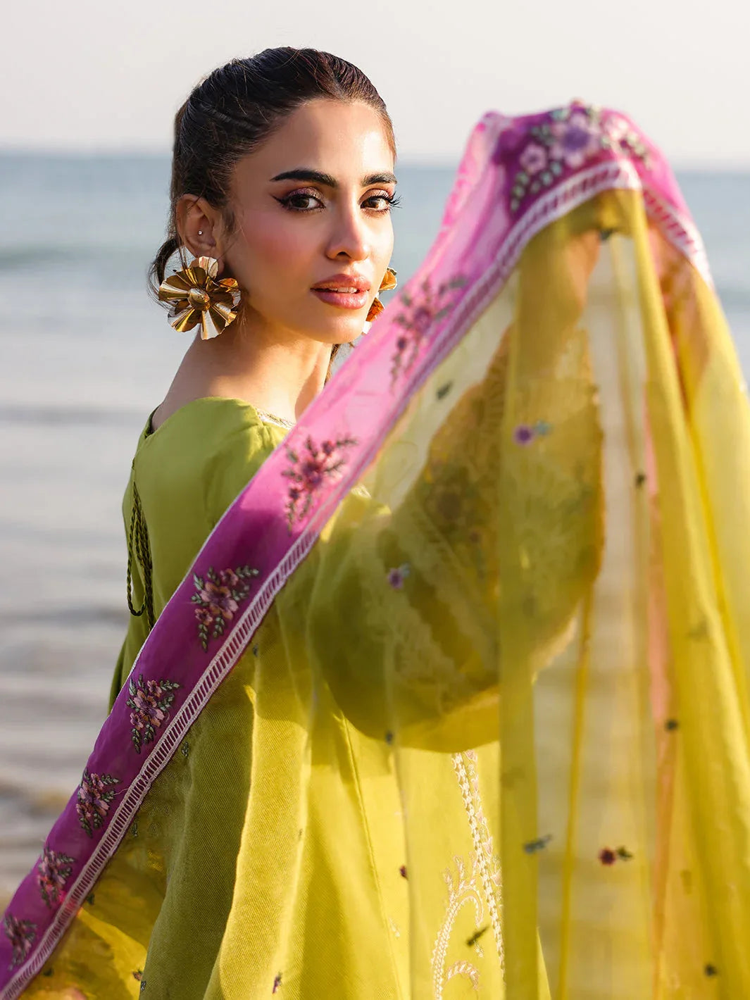 Faiza Faisal | Marine Luxury Lawn 25 | HINA - Aqsa Fabrics