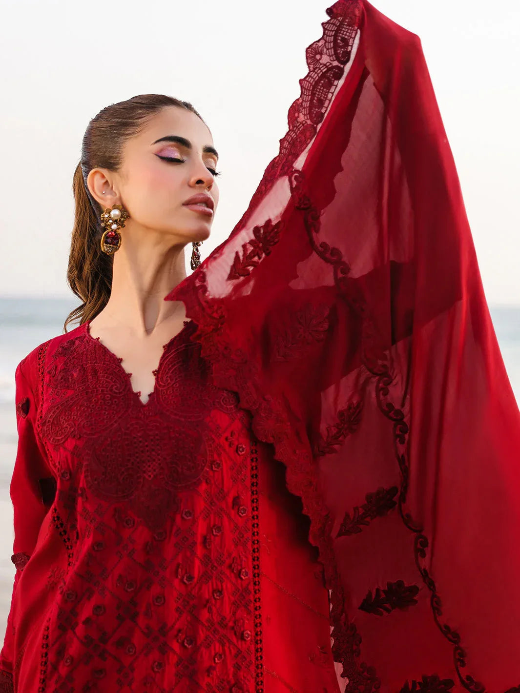 Faiza Faisal | Marine Luxury Lawn 25 | TARA - Aqsa Fabrics