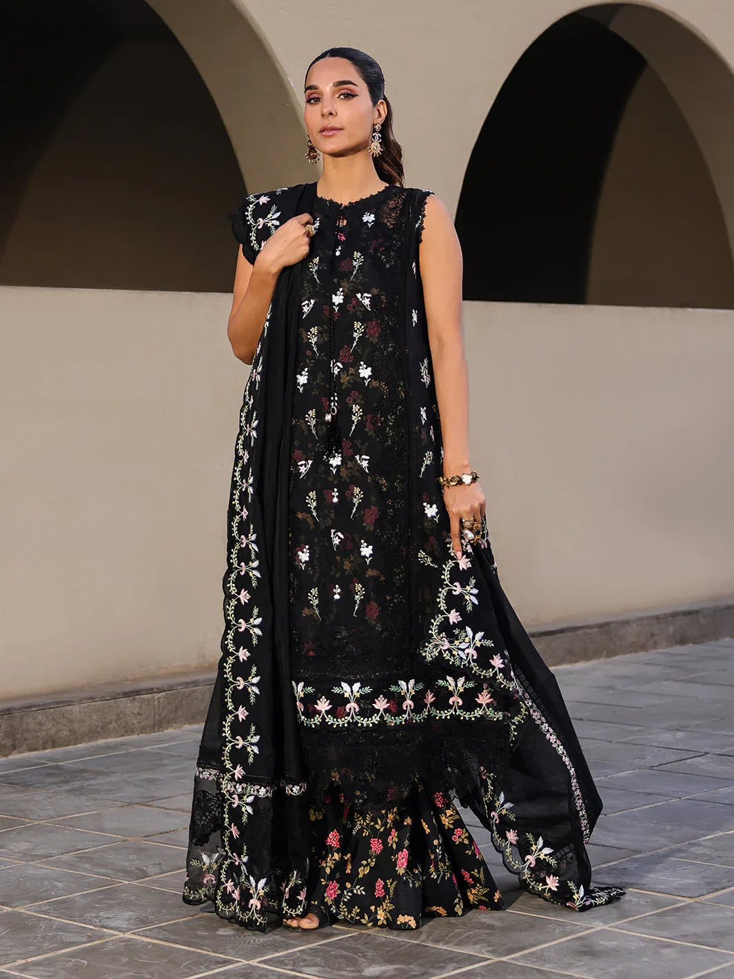 Faiza Faisal | Marine Luxury Lawn 25 | ELVA - Aqsa Fabrics