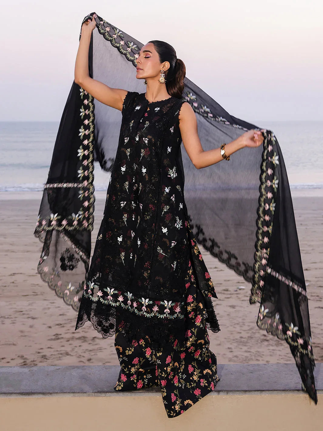 Faiza Faisal | Marine Luxury Lawn 25 | ELVA - Aqsa Fabrics