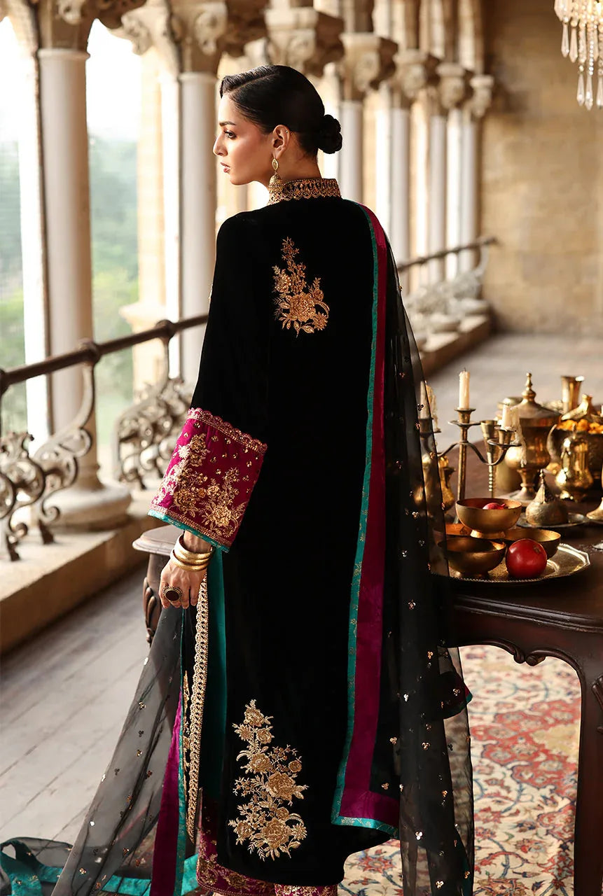 Zainab Chottani | Velura Velvet Edit 25 | Siya Long Shirt - Aqsa Fabrics