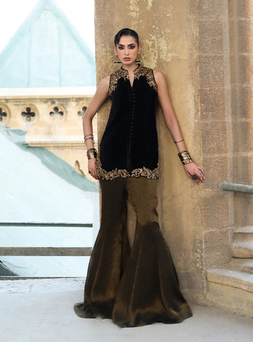 Zainab Chottani | Velura Velvet Edit 25 | Mihr Gold - Aqsa Fabrics