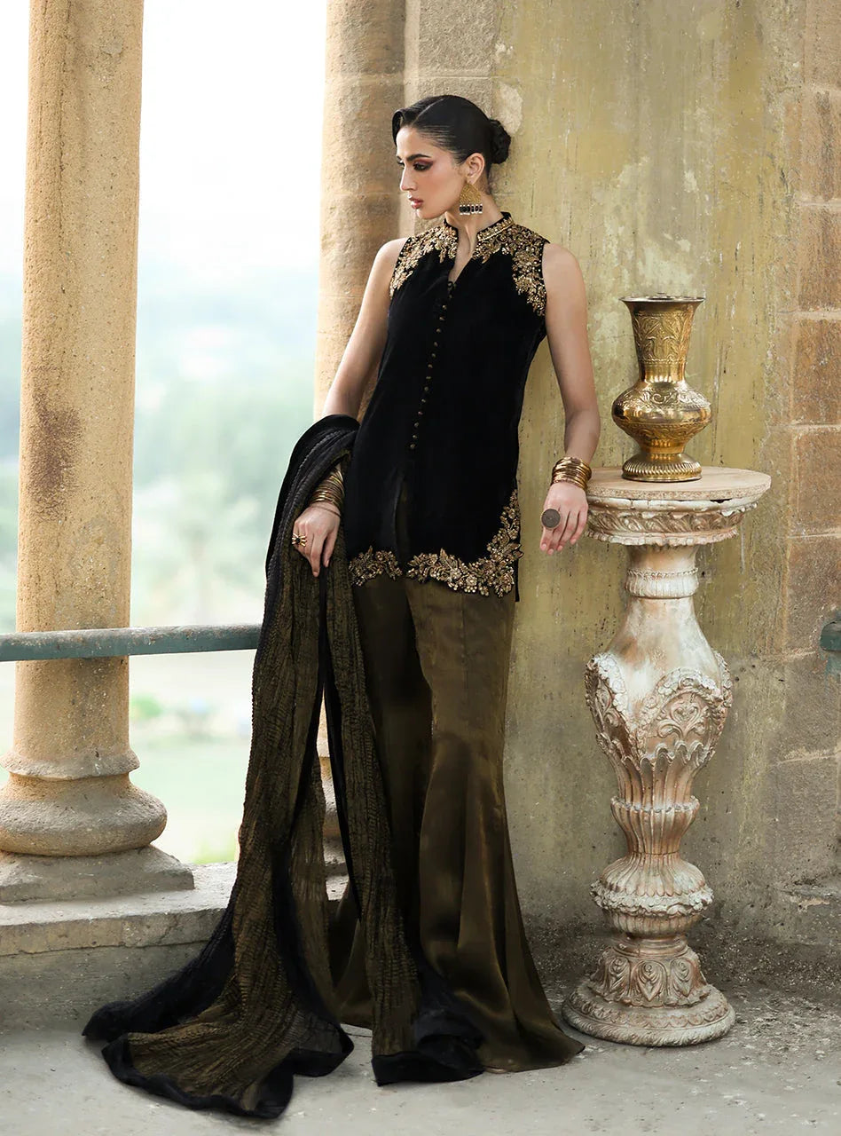 Zainab Chottani | Velura Velvet Edit 25 | Mihr Gold - Aqsa Fabrics