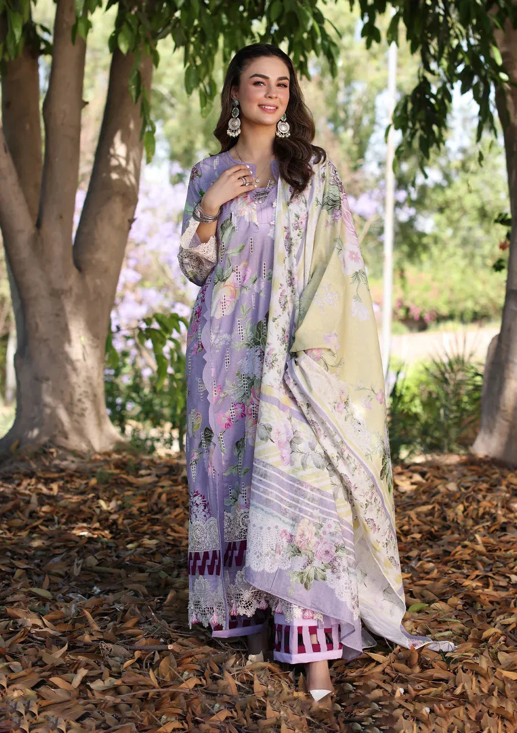 Elaf Premium | Prints Chikankari 24 | 03A LILAC L’AMOUR - Aqsa Fabrics