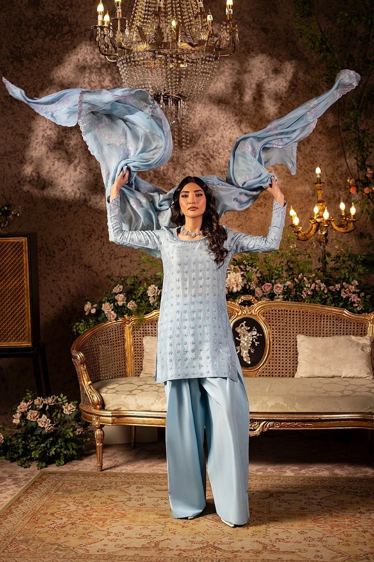 Mina Kashif | Loona Lawn 25 | Sapphire - Aqsa Fabrics