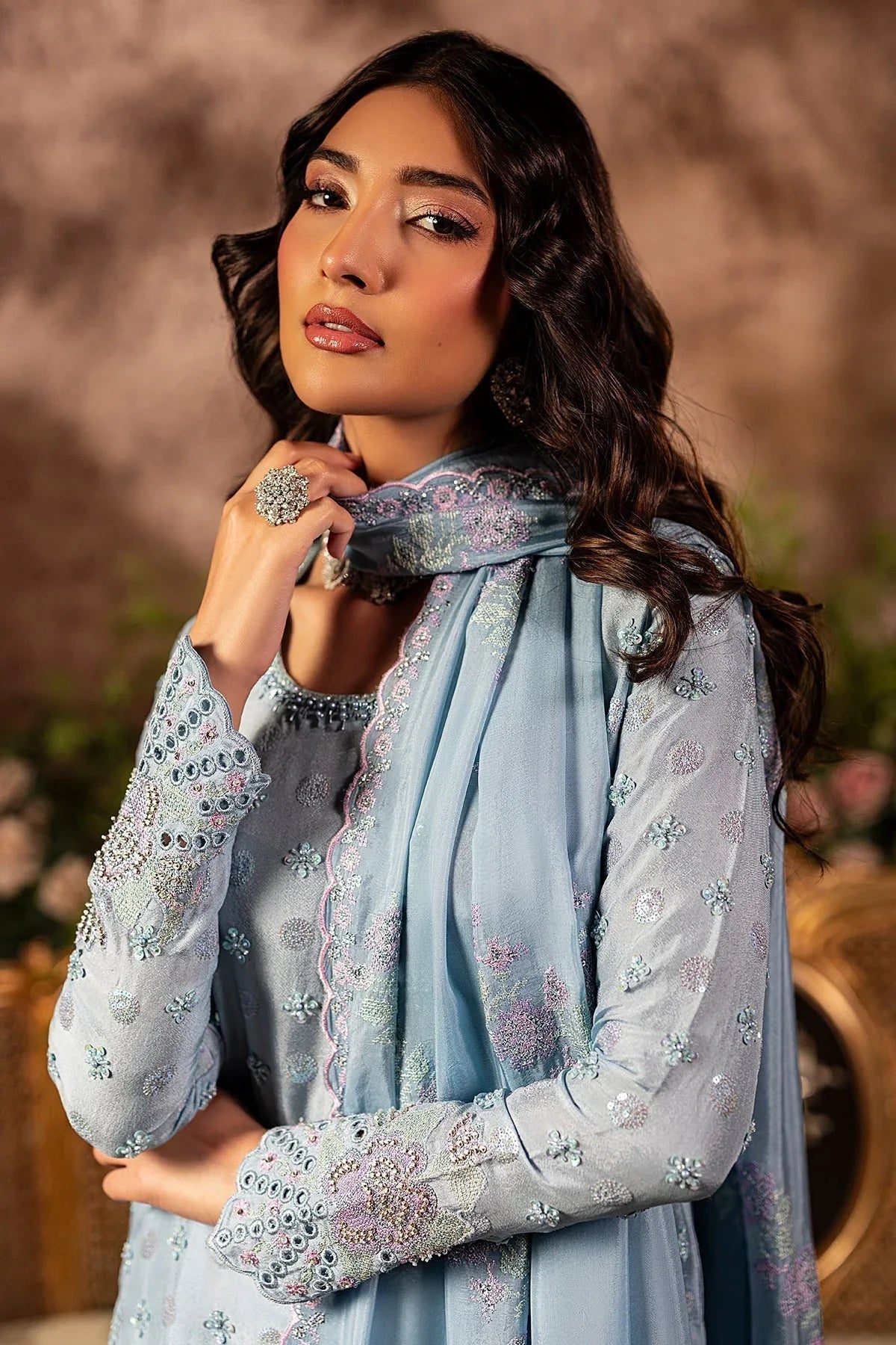 Mina Kashif | Loona Lawn 25 | Sapphire - Aqsa Fabrics
