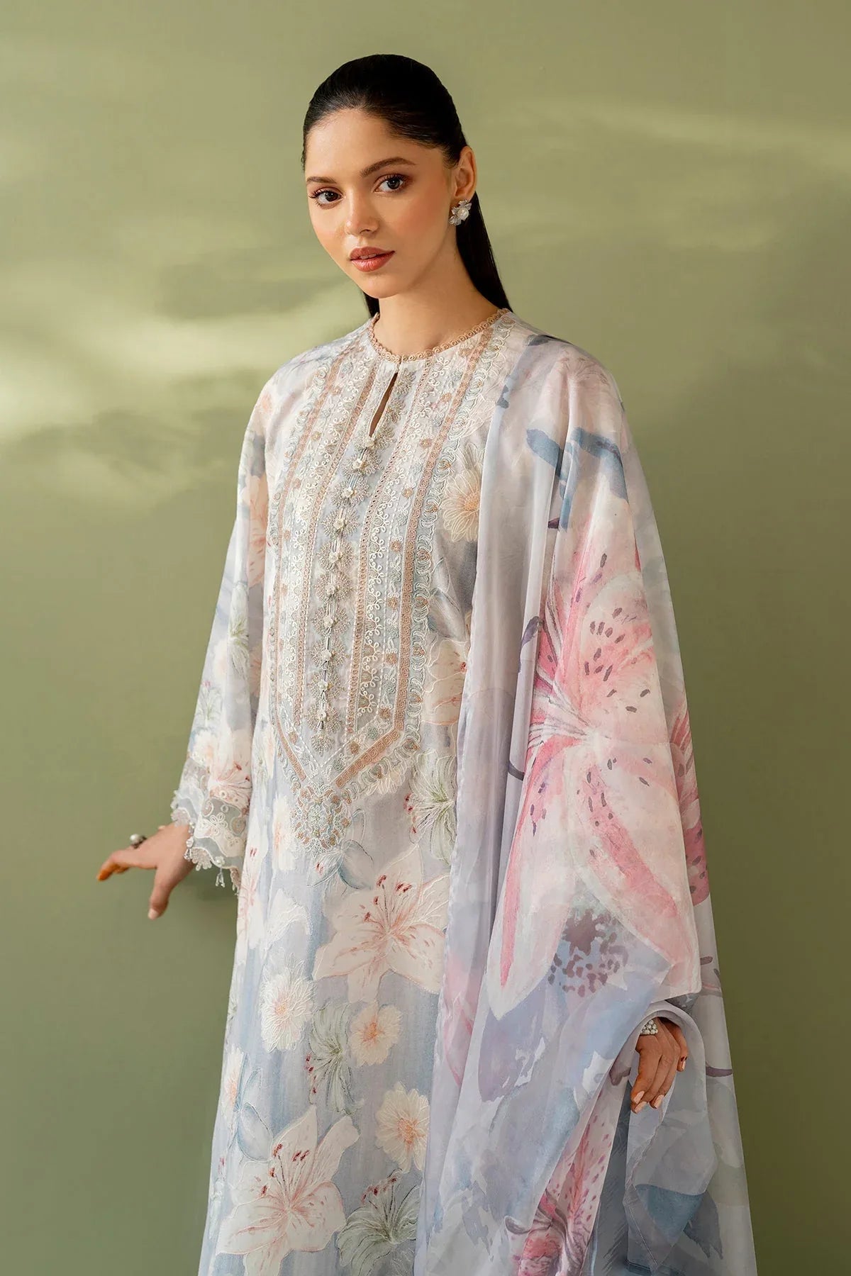Baroque | Eid Printique | EMBROIDERED PRINTED LAWN UF-4166 - Aqsa Fabrics