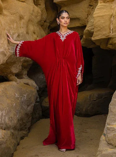 Zainab Chottani | The Kaftan Edit | Capri Red - Aqsa Fabrics