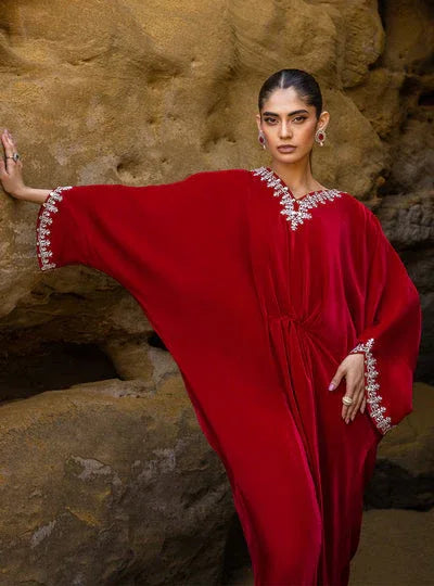 Zainab Chottani | The Kaftan Edit | Capri Red - Aqsa Fabrics