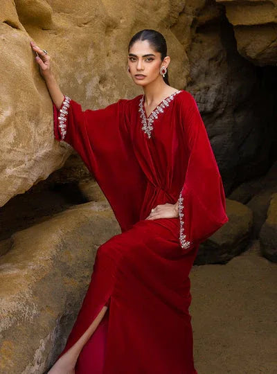 Zainab Chottani | The Kaftan Edit | Capri Red - Aqsa Fabrics
