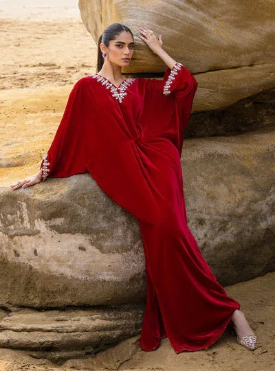 Zainab Chottani | The Kaftan Edit | Capri Red - Aqsa Fabrics