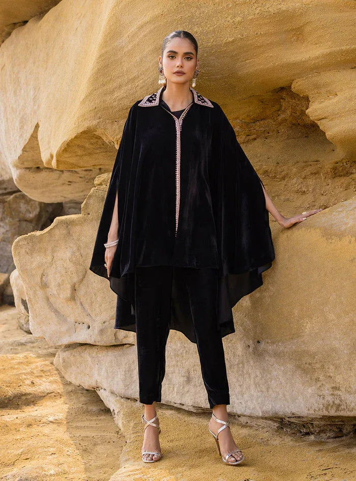 Zainab Chottani | The Kaftan Edit | Black Plum - Aqsa Fabrics