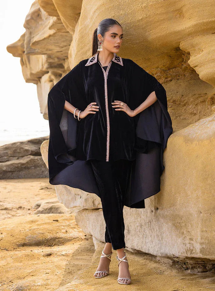 Zainab Chottani | The Kaftan Edit | Black Plum - Aqsa Fabrics