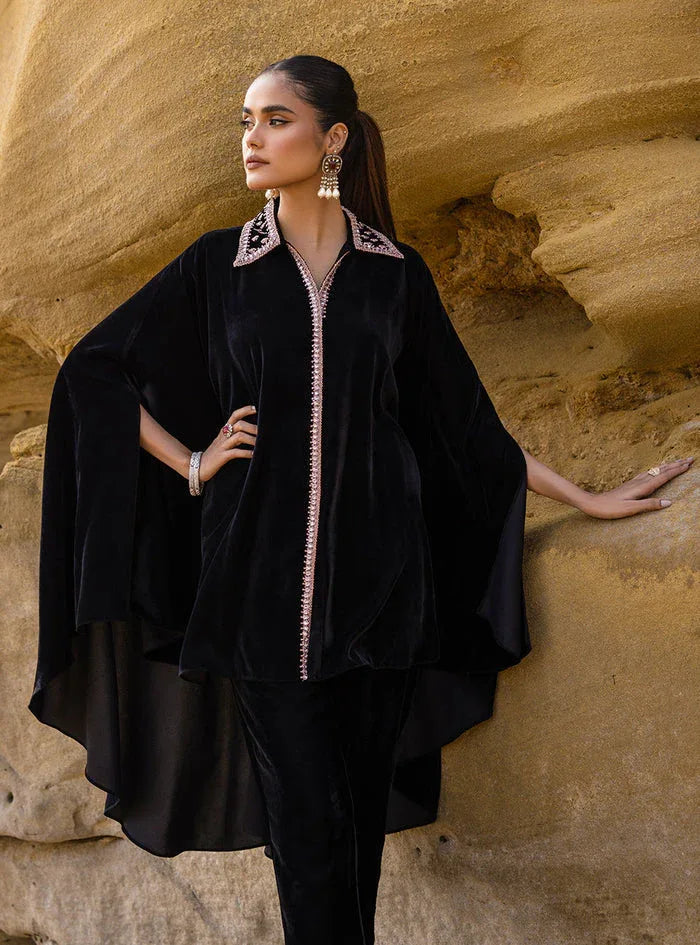 Zainab Chottani | The Kaftan Edit | Black Plum - Aqsa Fabrics