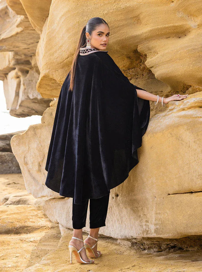 Zainab Chottani | The Kaftan Edit | Black Plum - Aqsa Fabrics
