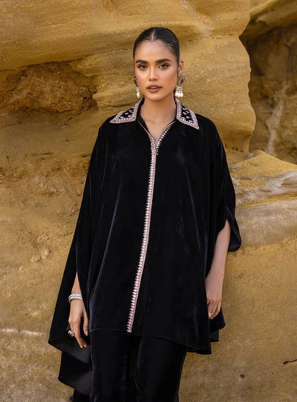 Zainab Chottani | The Kaftan Edit | Black Plum - Aqsa Fabrics