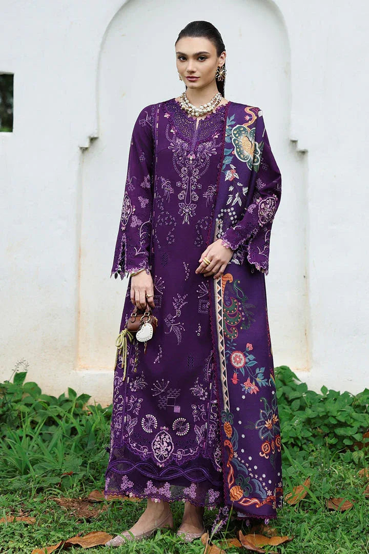 Qalamkar | Q Linen 25 | KL-15 IRIS - Aqsa Fabrics