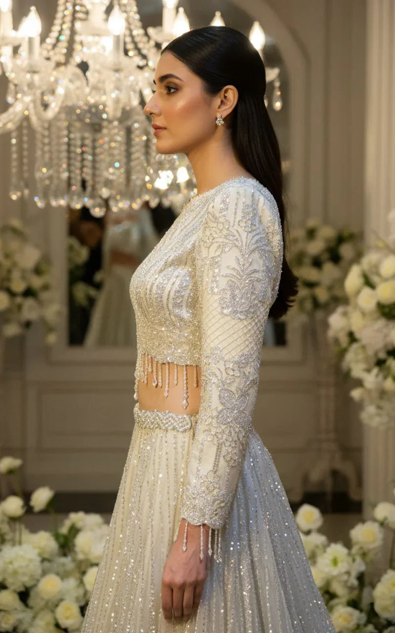 Embroidered Blouse with Lehenga and Dupatta