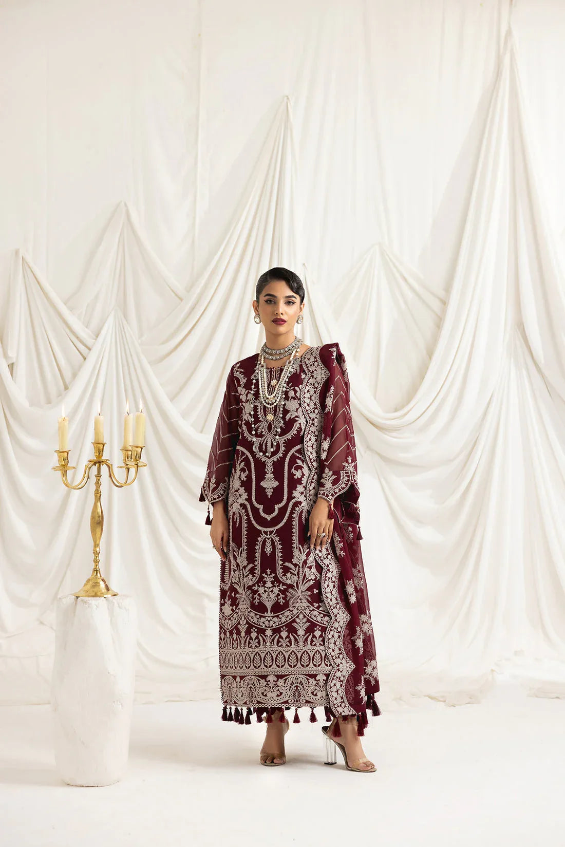 Alizeh | Formals Collection | Clara C (MAROON) - Aqsa Fabrics