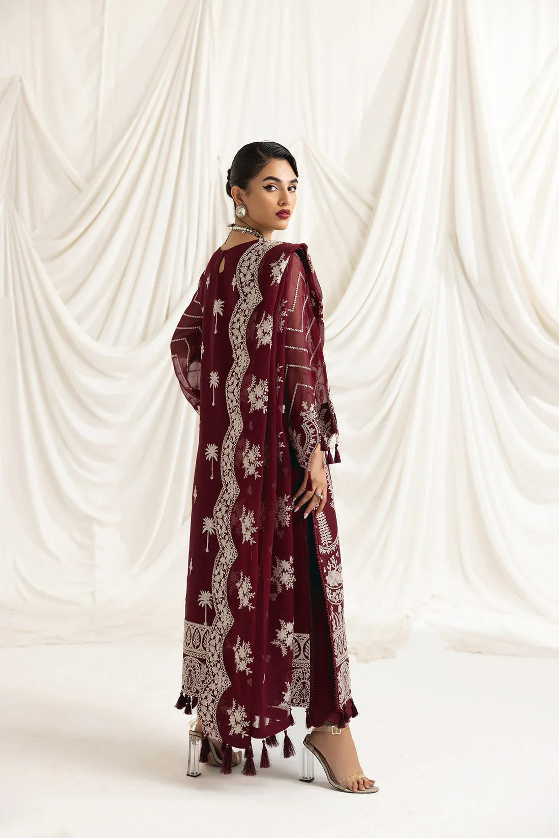 Alizeh | Formals Collection | Clara C (MAROON) - Aqsa Fabrics