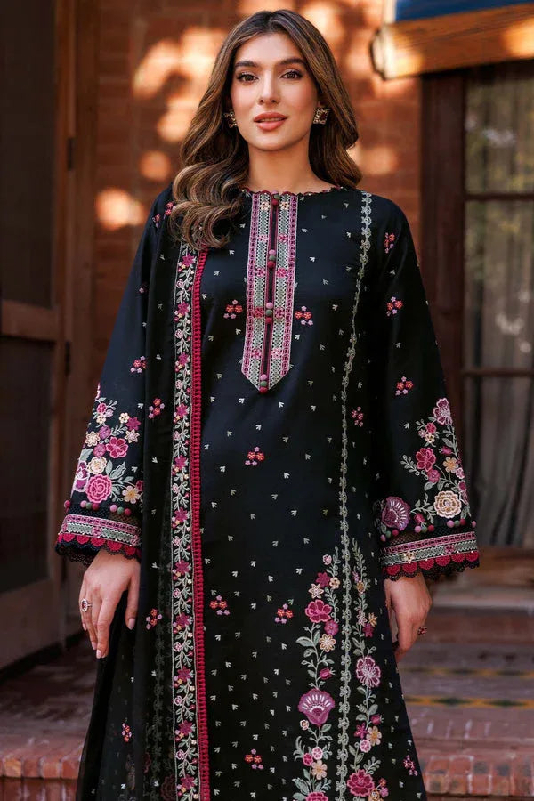 Farasha | Summer Weaves Embroidered Lawn | Ornate Noir - Aqsa Fabrics