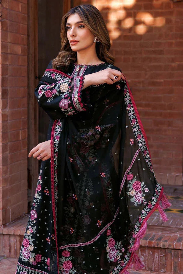 Farasha | Summer Weaves Embroidered Lawn | Ornate Noir - Aqsa Fabrics